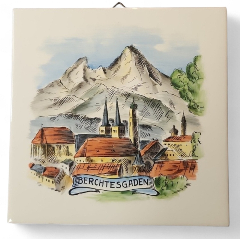 Delft Berchtesgaden Germany Ceramic Trivet Wall Hanging 6”
